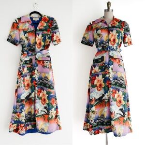Gucci 2018 Hawaiian Linen Dress Tropical Beach Vacation Resort Tiki sz 4